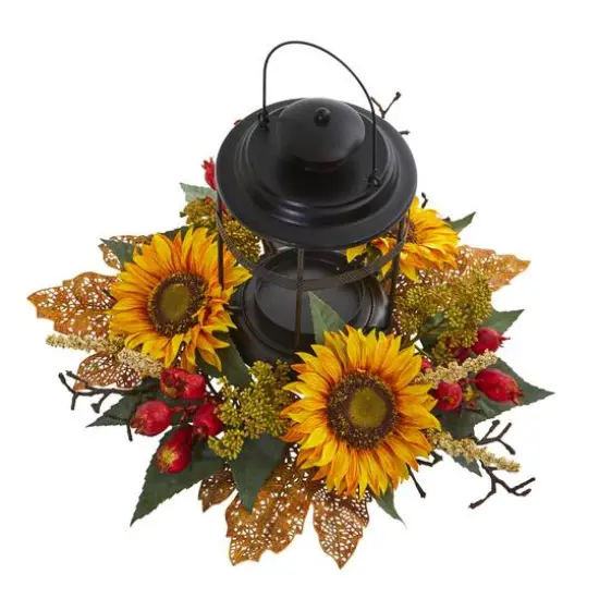 18" Sunflower Berry Candelabrum Centerpiece {3}