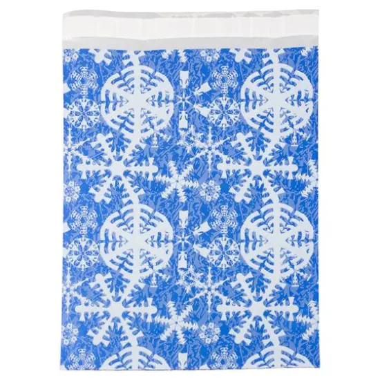 JAM Paper Blue & White Snowflakes Open End Catalog Premium Foil Envelopes {1}