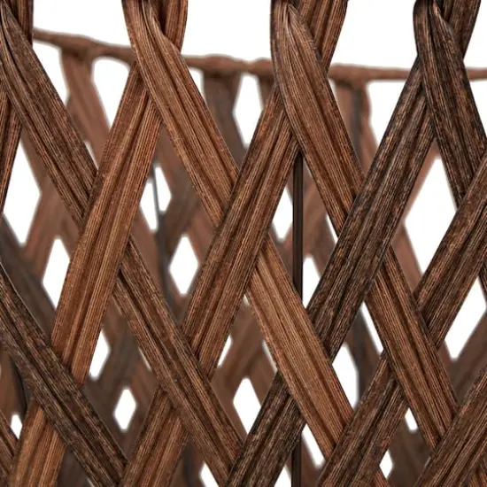 21" Bronze Plastic Rattan Geometric Woven Storage Basket {7}