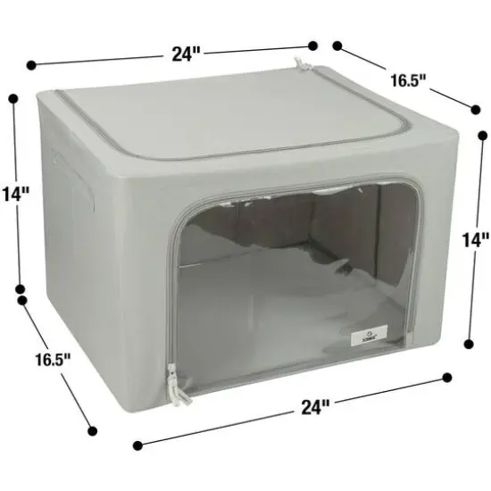 Sorbus Large Foldable & Stackable Storage Bags with Windows Set Gray {6}