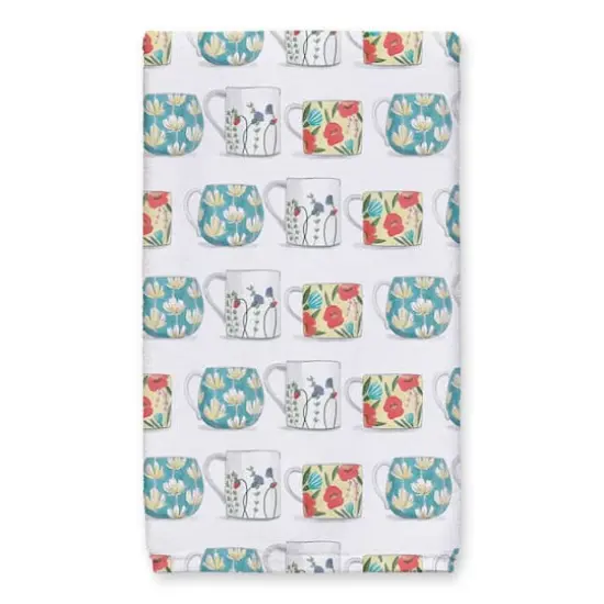 Stacked Floral Mugs Hand Towel Set {4}