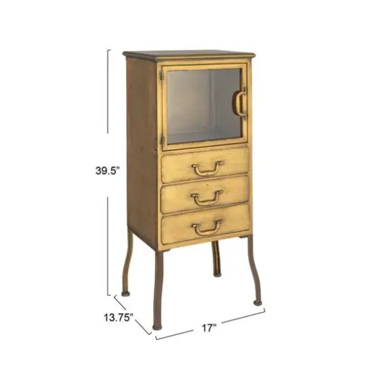 Hello Honey&reg; 35.5" 3-Drawer Metal Cabinet Gold {3}