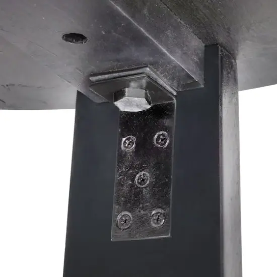 Hello Honey&reg; Elegant Acacia Trestle Round Coffee Table Black {4}