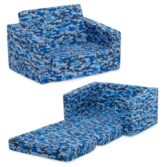 Delta Children Blue Camo Cozee Flip Out 2-in-1 Convertible Chair to Lounger {1}