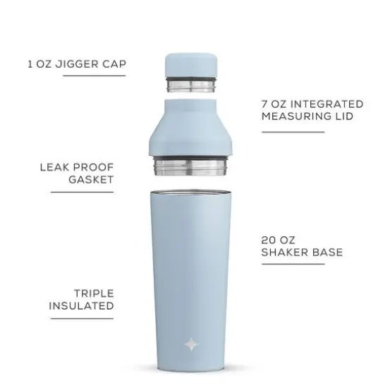 JoyJolt&reg; 20oz. Vacuum Insulated Cocktail Protein Shaker Blue {5}
