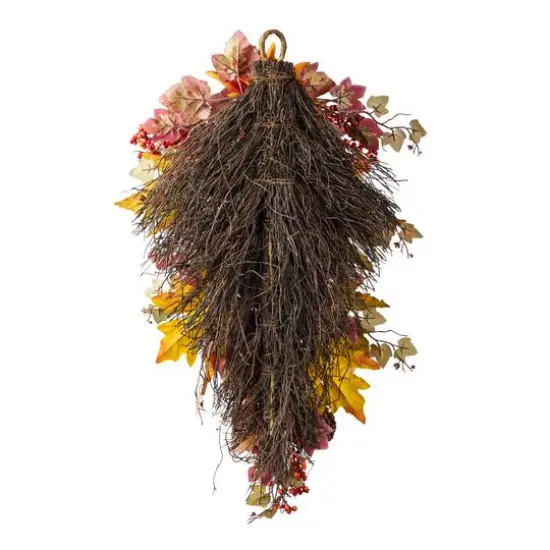 Glitzhome&reg; 27" Fall Dahlia, Pumpkin, Leaf & Berry Swag {16}