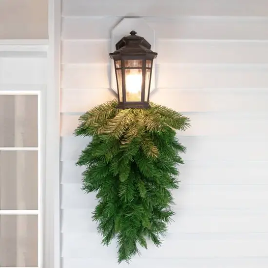 30" Unlit Mixed Pine Artificial Christmas Teardrop Swag {6}