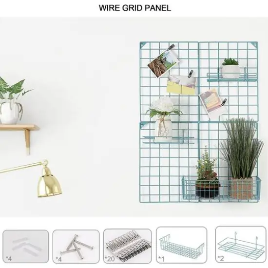 NEX&trade; Blue Wire Grid Storage Panel with 3 Wire Baskets {7}