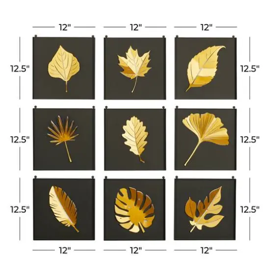 12.5" Gold Metal Contemporary Wall D&eacute;cor Set {8}