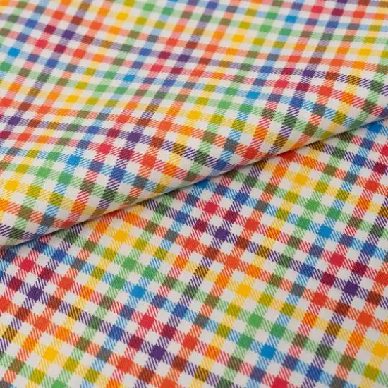 SINGER Rainbow Gingham Check Cotton Fabric {3}