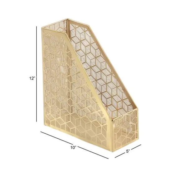 12" Gold Iron Glam Magazine Holder {8}