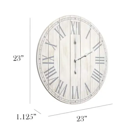 Elegant Designs 23" Wood Plank Coastal Wall Clock White Wash {3}