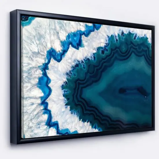 Designart - Blue Brazilian Geode - Abstract Framed Canvas Wall Art Print Gold {2}