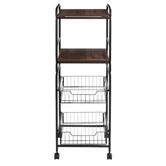 Honey Can Do Black 4-Tier Rolling Cart {9}