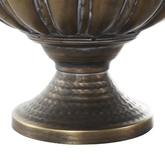 12" Bronze Metal Urn Shaped Vase with Cut Outs {5}
