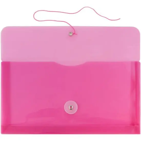 JAM Paper #10 Plastic Envelopes with Button & String Tie Closure, 12ct. Fuchsia Pink {4}