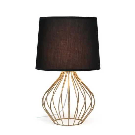Simple Designs 19.7" Geometrically Wired Table Lamp Copper with Black Shade {3}