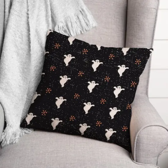Retro Ghost Pattern Spun Poly Throw Pillow {3}