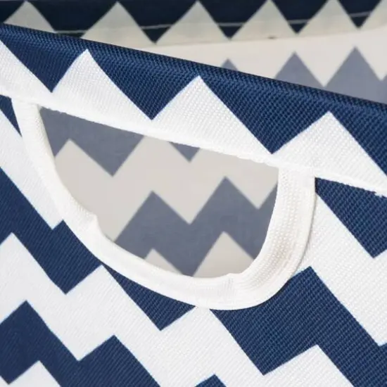 Nautical Blue Polyester Chevron Trapezoid Bin {5}