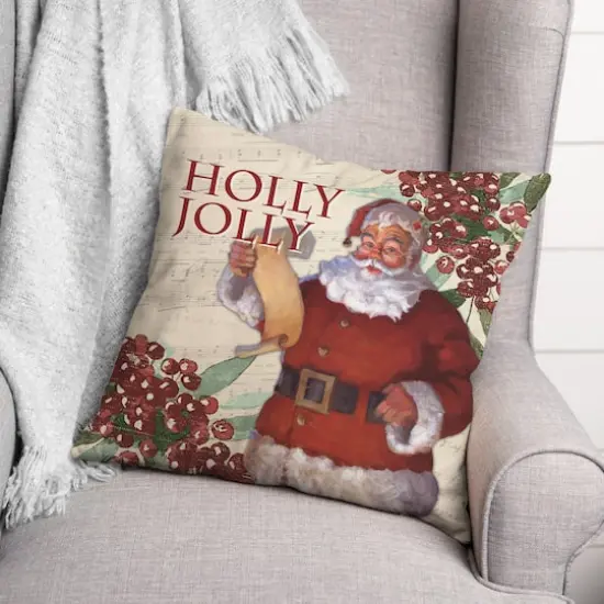Holly Jolly Santa 18x18 Throw Pillow {3}