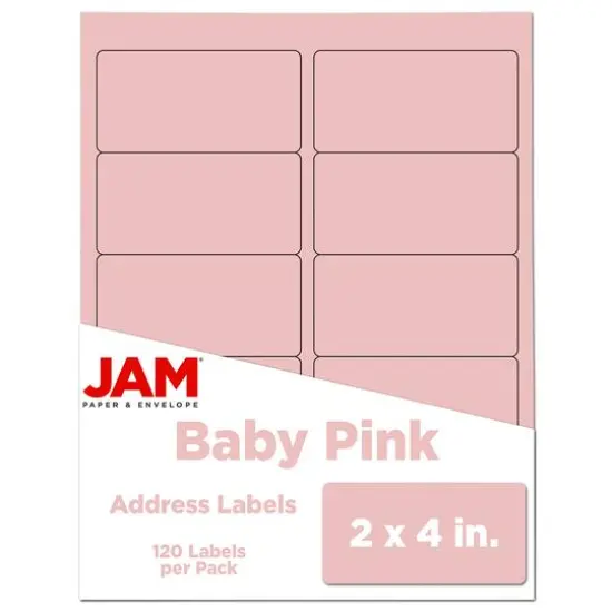 JAM Paper Standard Address Labels, 120ct. Neon Fluorescent Pink {2}