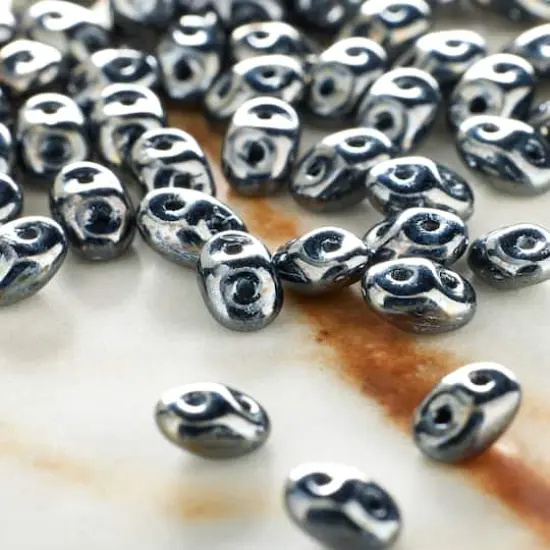 Superduo Two-Hole Czech Glass Beads Hematite {3}