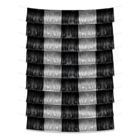 Beistle Black and Silver Metallic Fringe Garland Backdrop {1}