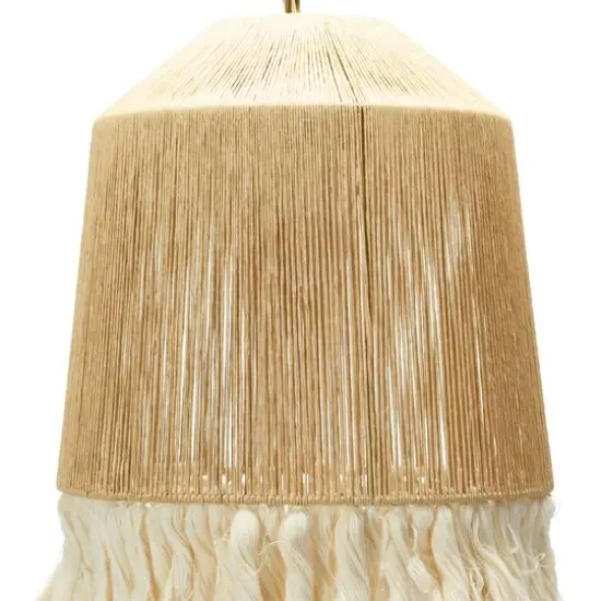 Hello Honey&reg; 16" Coastal Pendant Lamp with Natural Paper Rope Shades, Fringe Detail and Iron Base {9}