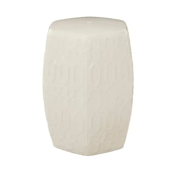 Cream Ceramic Contemporary Accent Table, 19" x 13" x 14" {1}