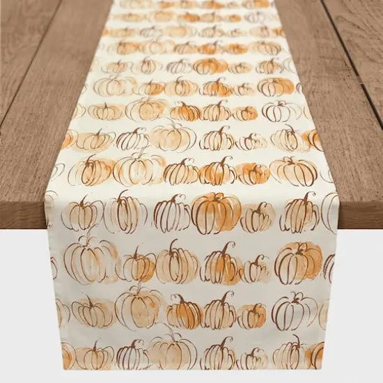 90" Fall Pumpkins Polyester Twill Table Runner {4}