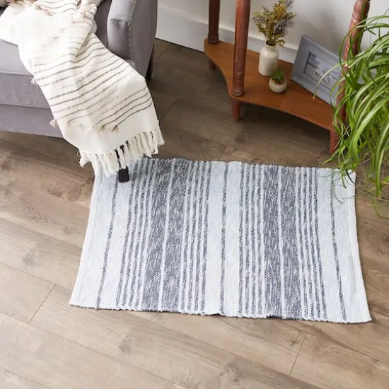 DII&reg; Variegated Stripe Handwoven Recycled Yarn Rug, 2ft. x 3ft. Stonewash Blue {5}