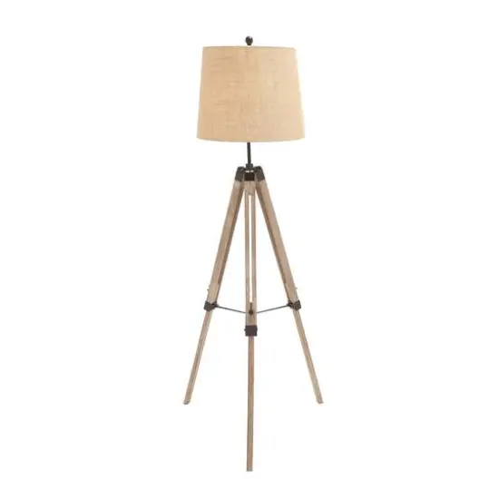 Brown Wood Industrial Floor Lamp, 61" x 25" x 25" {1}