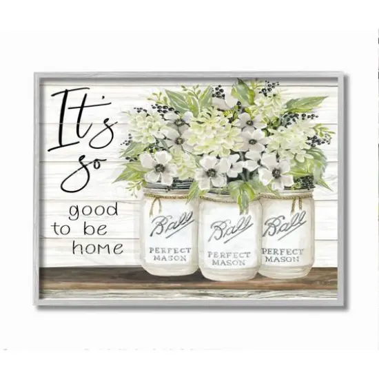 Stupell Industries It's So Good To Be Home Floral Wall Art in Gray Frame {1}
