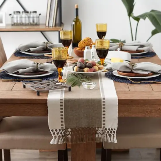 DII&reg; 108" Dobby Stripe Table Runner Brown {6}