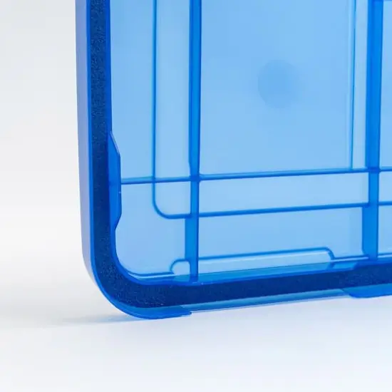 Iris&reg; 6.5gal. Clear Plastic Storage Boxes With Blue Lid, 4 Pack {9}