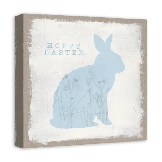 Hoppy Easter Bunny Silhouette 16" x 16" Canvas Wall Art {3}