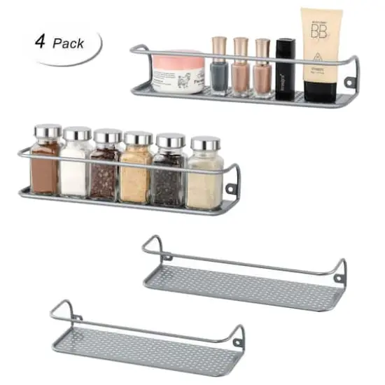 NEX™ Silver Wall-Mount Metal Spice Racks for Kitchen Storage, 4ct. {4}