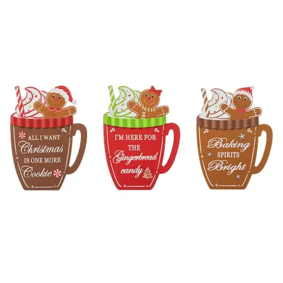 Glitzhome&reg; 8" Christmas Gingerbread Man Mug Tabletop D&eacute;cor Set {8}