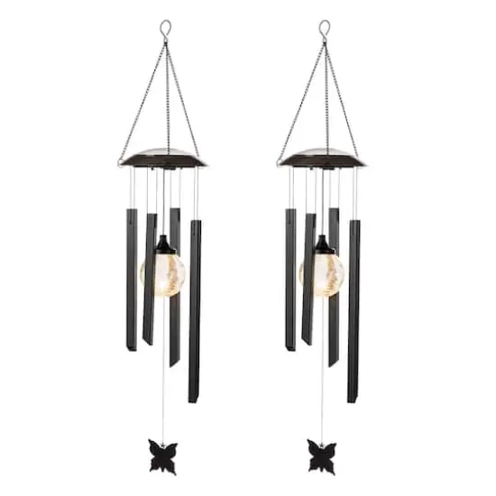 Glitzhome&reg; 32" Solar Powered Windchime with Crackle Bulbs, 2ct. {1}