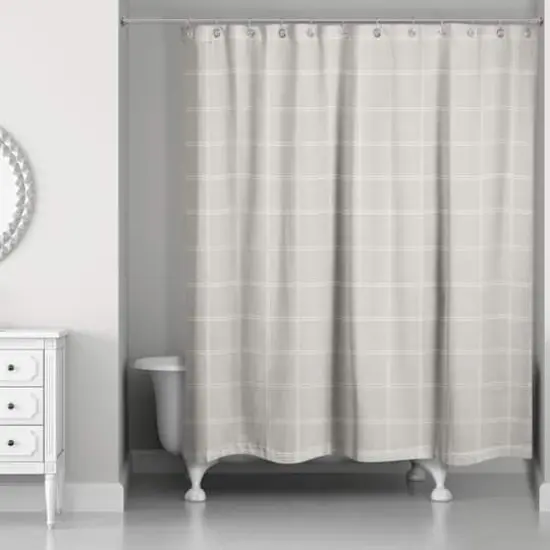 Gray and White Check Shower Curtain {3}