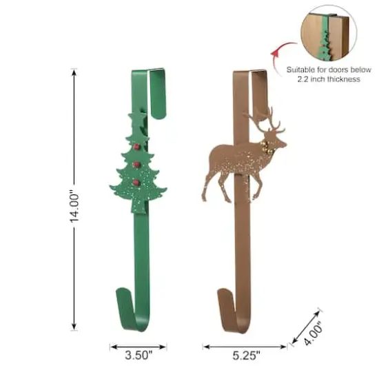 Glitzhome&reg; 14" Christmas Metal Tree & Reindeer Wreath Hanger Set {9}