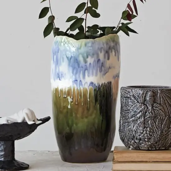 Hello Honey&reg; 14.5" Multicolor Stoneware Vase with Reactive Glaze {3}