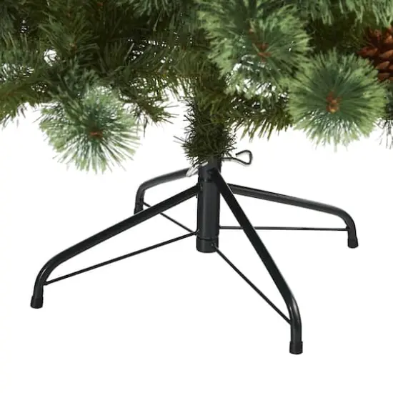 6ft. Pre-Lit White Mountain Pine & Pinecones Artificial Christmas Tree with Clear LED Lights {6}