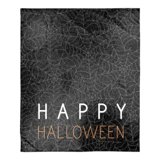 Happy Halloween Spider Webs 50" x 60" Sherpa Fleece Blanket {1}