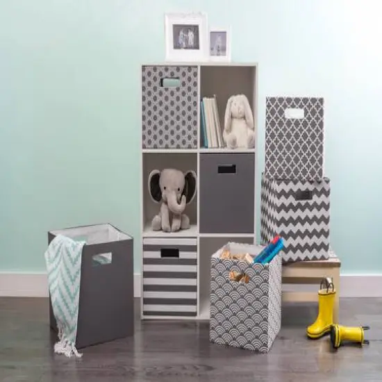 DII&reg; 11" Gray Waves Cube Storage Bin {14}