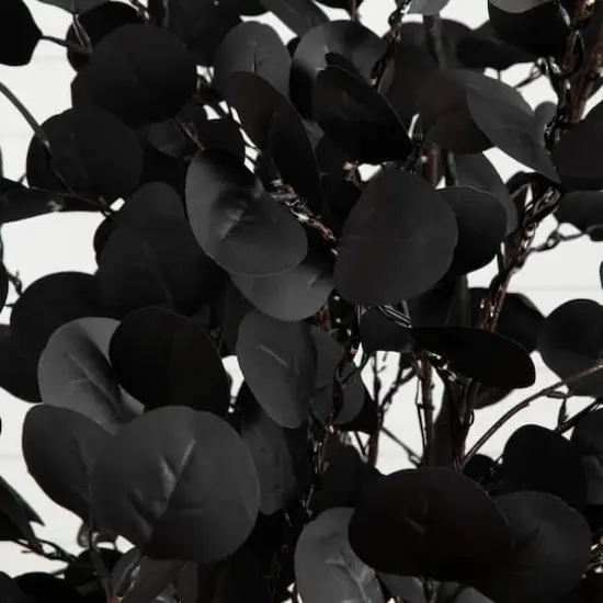 9ft. Pre-Lit Artificial Halloween Black Eucalyptus Tree with 700 Orange & Purple LED Lights {4}