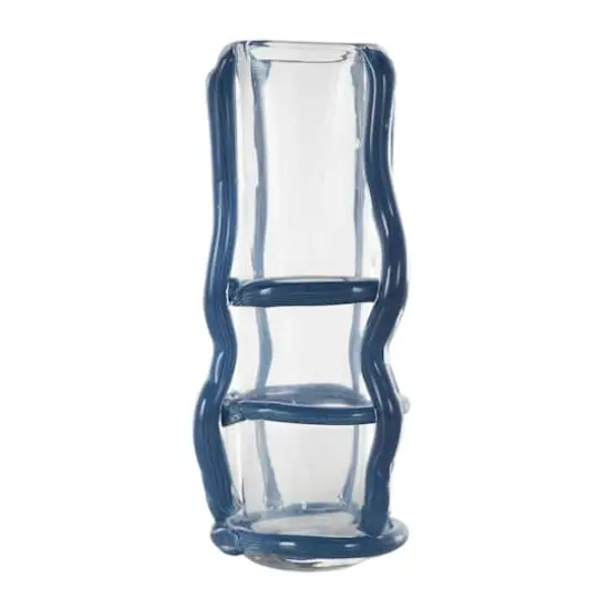 Blue Recycled Glass Vase with Glass Framing {5}