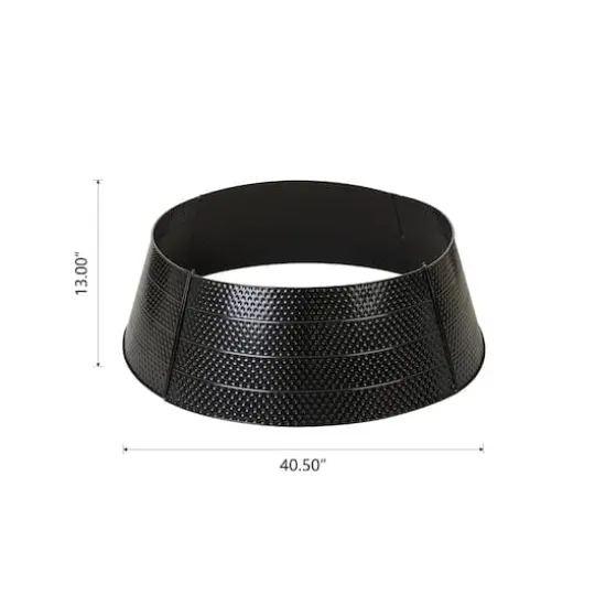 Glitzhome&reg; 40.5" Christmas Black Hammered Metal Tree Collar {9}