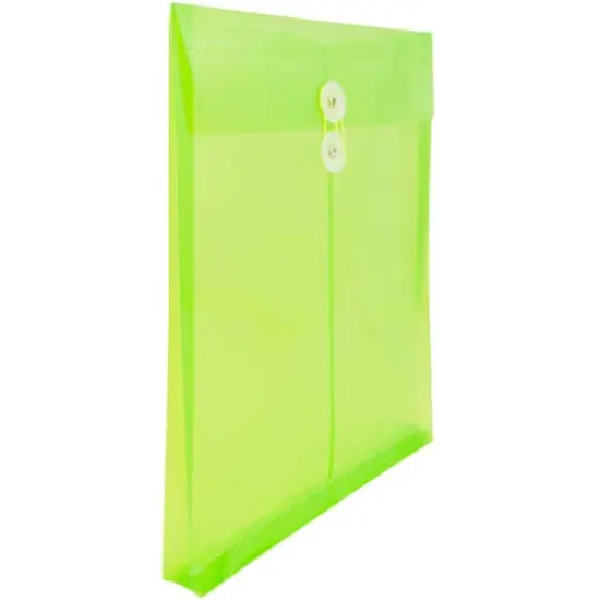 JAM Paper Letter Size Plastic Envelopes with Button & String Tie Closure, 12ct. Lime Green {5}