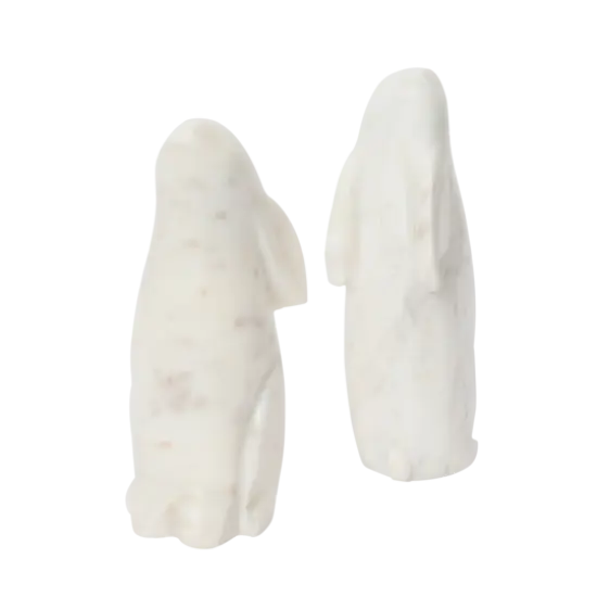 Hello Honey&reg; 6.5" White Rabbit Hand Carved Marble Bookends Set {5}
